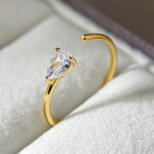 Trendy Engagement <b>Ring</b> <b>Set</b>-18K Gold Plated Zircon Gemstone <b>Rings</b> Stackable for Wedding & Gift - Product Image 4