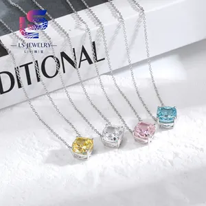 Ice Crushed Cz Solitaire Cute Zirconia Gold Plated S925 Sterling Silver Necklace Pendant For Girls