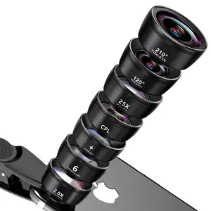 Set di obiettivi per fotocamera Extra per telefono cellulare 7 in 1 Kit di lenti per Selfie Vlog per telefono con obiettivo in vetro ottico 4K HD per iPhone per altri smartphone