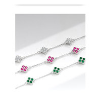Nouveau bracelet en zircon à quatre feuilles et cinq fleurs, plaqué or 18 carats, bijoux, bracelet trèfle à quatre feuilles pour femmes