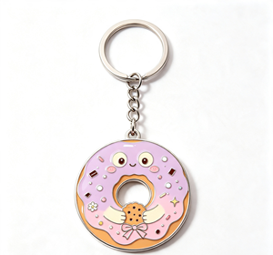 <b>Cute</b> Donut Metal Key Chain Enamel <b>Keyring</b> Food Gift Pendant Bag Charm - Product Image 3