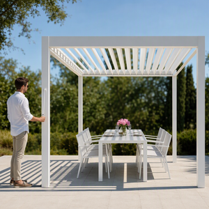 Pergola en aluminium, gazebo d'extérieur, imperméable, revêtement poudré, écologique, pour patio, cour, terrasse, <span class=keywords><strong>abri</strong></span> en métal - Product Image 5