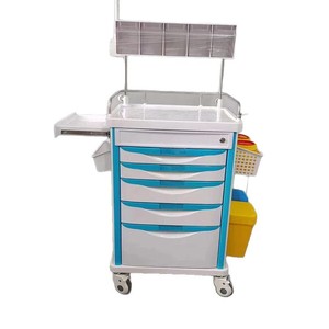 Carrito de Emergencia Médico Multifuncional Vivatest, Carro de Hospital de Plástico y Acero ABS con 4 Ruedas, Diseño Contemporáneo para Infusiones - Product Image 3