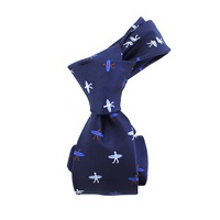 Cravates pour hommes en microfibre 100% polyester jacquard tissé, style surf, bleu marine, coupe ajustée, vente en gros de Chine