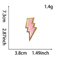 Patchs brodés personnalisés en forme d'éclair, à bords dorés et pailletés, en chenille, pour sacs et coques de téléphone