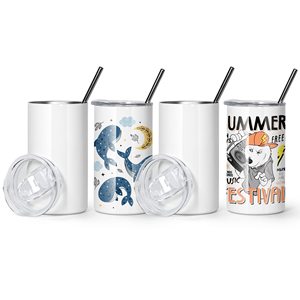 12oz Sublimation Tumblers with Lids and Straws Stainless Steel Skinny Tumblers for Kids <b>Double</b> <b>Wall</b> Vacuum Insulated Tumbler - Product Image 1