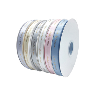 16MM 금박 인쇄 새틴 리본 100% 폴리에스터 맞춤형 흰색 검정색 이드 무바라크 라마단 선물 리본 - Product Image 5