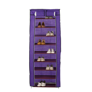 Étagère à chaussures autoportante de 9 étages, armoire verticale étroite en métal avec tissu non tissé pour l'entrée et la garde-robe. - Product Image 2