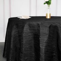 Nappe Ronde en Taffetas Froissé - Noire, Nappe de Table Brillante Effet Froissé pour Mariage, Fête, Anniversaire, Baby Shower, Mariage Nuptial