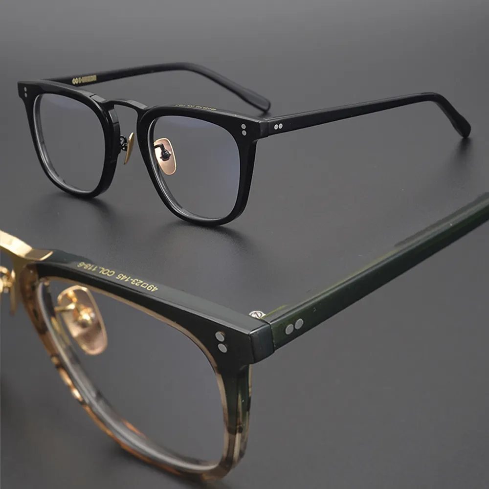 إطار نظارات ياباني جديد لعام 2023 مصنوع يدويًا من الأسيتات النقي مصنوع من التيتانيوم ، نظارات نظر فاخرة عالية الجودة ، إطار من دون إطار من مادة التيتانيوم 100%