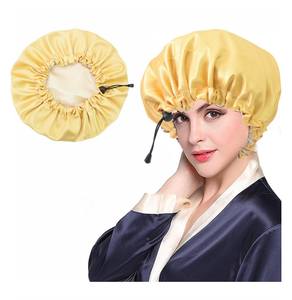 หมวกอาบน้ำแบบปรับได้สำหรับผู้หญิงหมวกคลุมผมผ้าซาตินมีซับในใส่นอน - Product Image 5