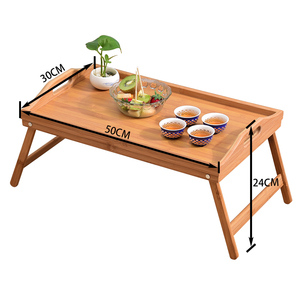 Bureau Portable Moderne et Réglable pour Ordinateur Portable en Bois de Bambou Naturel avec Plateau Unique, Fini Laqué, pour Salon, Plateau de Petit Déjeuner - Product Image 2