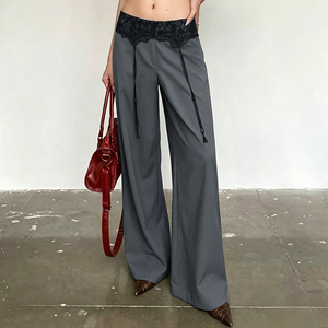 Individual Street Style OL Sexy Lace Breathable Low Waist <b>Summer</b> Straight <b>Pants</b> for Women Work Office Casual - Product Image 4