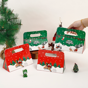 Scatola Regalo Pieghevole per Pasticceria Natalizia, Vendita all'Ingrosso, Disponibile in Stock, Cartoncino Kraft Bianco 350gsm, Confezione Piatta per Biscotti e Muffin Natalizi - Product Image 2