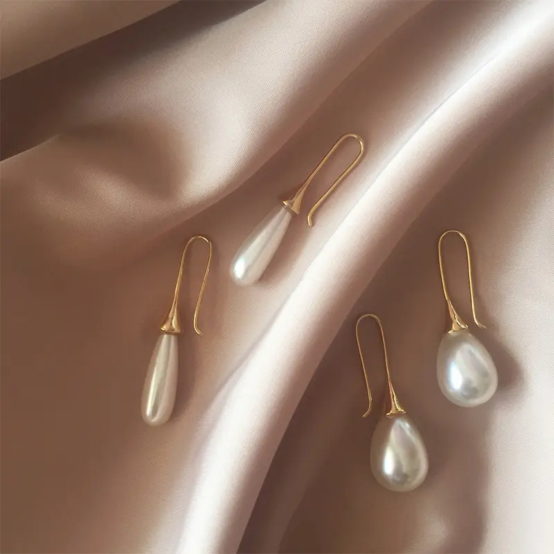 Vintage fashion earrings temperament versatile water drop pearl earrings personality student earrings