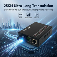 Convertidor de Medios SFP TiNCAM 10/100M, Fibra Óptica 1550nm, Conector RJ45 SC, Alcance de 20km, Función WDM para Conmutación de Redes FTTH