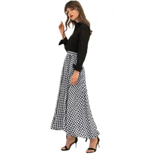 Индивидуальная осенне-зимняя винтажная элегантная длинная юбка Повседневная клетчатая юбка макси