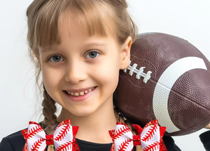 <span class=keywords><strong>Bandeau</strong></span> de <span class=keywords><strong>sport</strong></span> européen et américain imprimé de baseball pour enfants Clip latéral rouge à paillettes Ruban à nœud Pince complète Accessoire de fête en plastique - Product Image 3