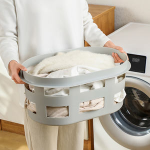 Cesta redonda para el hogar con ventilación, baño doméstico o <span class=keywords><strong>de</strong></span> hotel para guardar <span class=keywords><strong>ropa</strong></span>, cesta <span class=keywords><strong>de</strong></span> plástico para la colada, caja <span class=keywords><strong>de</strong></span> almacenamiento - Product Image 5