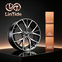 Jante en alliage à cinq branches fendues, face usinée, revêtement noir brillant, remplacement OEM pour berline et SUV