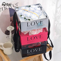Qibai Valentijnsdag Handheld Bloembak Hart Opvouwbare Spiegel Bloementas Fruit Hand-Held Geschenkdoos