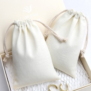 Bolsa de lona de algodón Natural de alta calidad reutilizable regalo personalizado cuidado de la piel cosmético maquillaje bolsa con cordón - Product Image 2