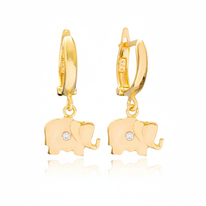 <b>Elephant</b> Shape Zircon Stone Dangle <b>Earrings</b> Turkish Wholesale Handmade 925 Sterling Silver Jewelry - Product Image 2