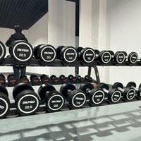 OKPRO Set dumbel PU hitam bulat, Set dumbel Logo kustom Kebugaran Berat Gratis