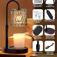 Lampe chauffante à cire fondante sans flamme, style médiéval, avec minuterie, intensité réglable et hauteur ajustable, pour salon, chambre et bureau