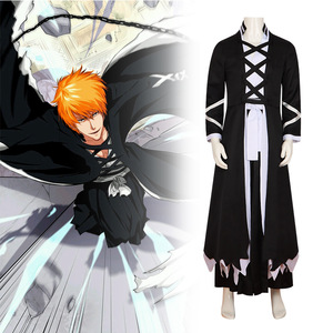 Disfraz de Cosplay de Ichigo Kurosaki Bankai de Bleach, Túnica Negra, Traje de Anime, Tallas S-XXXL - Product Image 1