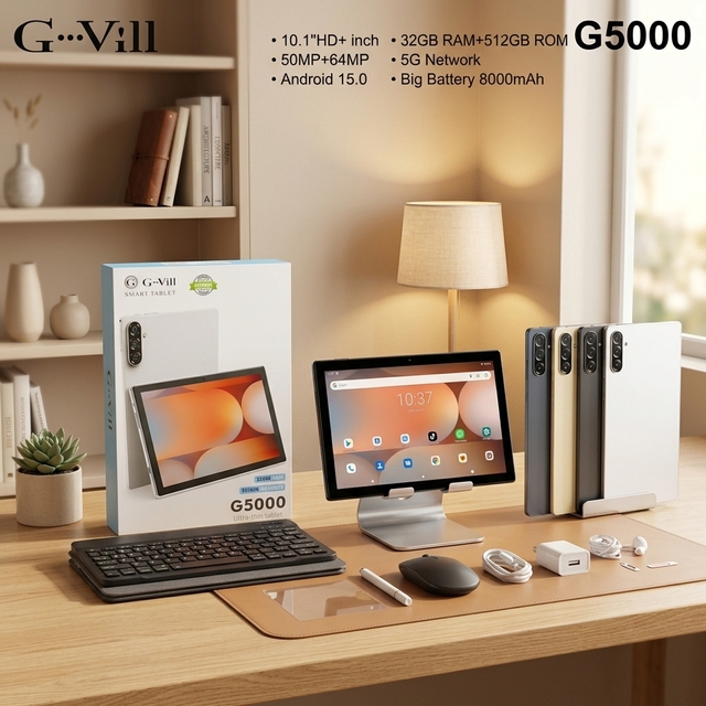 G5000 10.1 Inch HD 5G Tablet PC Large Capacity 8000mAh Android 15 2-in-1 Netbook Keyboard Mouse Bundle