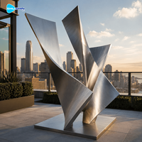 Escultura Abstracta de Acero Inoxidable Hecha a Medida con Acabado Cepillado, Diseño Vertical para Decoración del Hogar y Exteriores