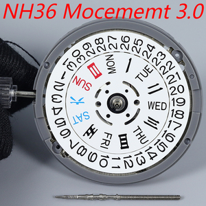 <span class=keywords><strong>Mouvement</strong></span> de montre automatique en acier inoxydable NH36 avec couronne à 3 et 3,8 heures, étanche, dateur, pièces de rechange NH36A - Product Image 4