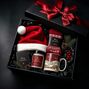 Christmas Gift Box Scented Candle Santa Hat Ceramic <b>Mug</b> Christmas Socks Greeting Card Holiday Gift Set Candle set - Product Image 1