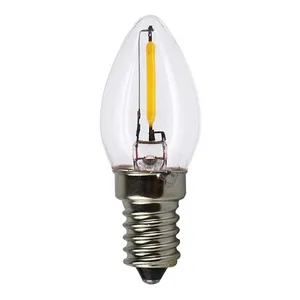 Lampu LED pengganti C7 E12 dasar Candelabra 120V 0.5W lampu malam lampu garam putih hangat