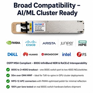 Ricetrasmettitore 800GBASE-2xSR4 OSFP PAM4 Dual 400G Breakout 850nm 50m OM4 MPO12 per Interconnessione Cluster di Calcolo <span class=keywords><strong>AI</strong></span> HPC GPU - Product Image 6
