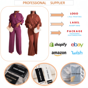 HK6993 Completo Casual da <span class=keywords><strong>Donna</strong></span> Autunnale, Top Corto con Maniche Lunghe e Coulisse, <span class=keywords><strong>Pantaloni</strong></span> Cargo a Vita Alta, Set Coordinato 2 Pezzi - Product Image 6