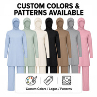 Maillot de bain musulman personnalisé pour femme, ensemble burkini à couvrance totale, haut tunique à col montant et manches longues, pantalon large, hijab, séchage rapide