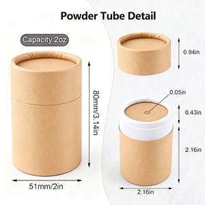 Cilindros de polvo de papel Kraft biodegradables de grado alimenticio, tamiz, bote de papel para especias, caja de tubo de papel de embalaje con agitador de polvo - Product Image 3