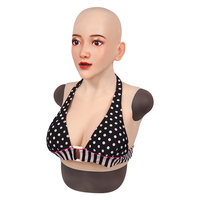 Masque en silicone masculin à féminin avec formes mammaires en silicone Masque facial réaliste en silicone pour crosscommode