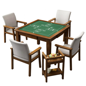 Mesa de comedor y tarjeta de madera maciza multifuncional y duradera moderna, mesa de Mahjong para el hogar de color nogal para uso en la sala de estar - Product Image 4