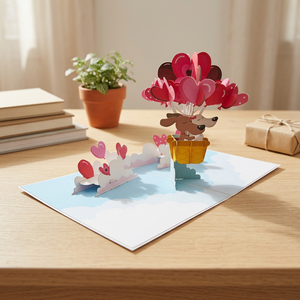 Tarjeta Pop-up Kirigami con Patrón Personalizado Cortado con Láser 3D Hecha a Mano por Viet-Craft, Regalo de Recuerdo para el Día de San Valentín con Diseño de Perros, 120x170mm, Papel - Product Image 4