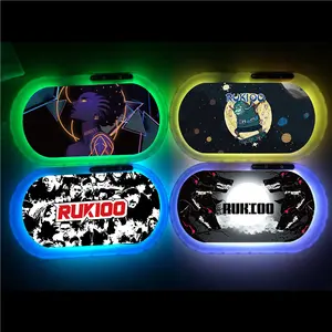 JL-026Z Wholesale Custom Logo Ellipse Oval Plastic LED Rolling Tray Glowing Light Up With Speaker Smoking Accessories