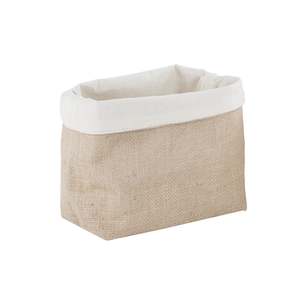 Soft Natural <b>Jute</b> and Cotton <b>Basket</b> 19cm x 9.5cm x 15.8cm - Product Image 1