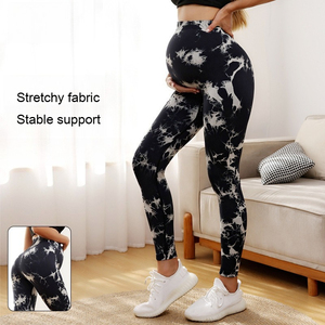 Leggings <span class=keywords><strong>de</strong></span> maternité tie-dye personnalisés avec logo, taille haute, soutien du ventre, effet push-up, extensibles et sans coutures, pour femmes enceintes, pour l'entraînement. - Product Image 1