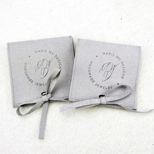 China Factory Luxury Velvet Jewelry Display PackagingPouch Bag Custom logo Microfiber Suede Jewelry Packaging Pouch with Flap - Product Image 3