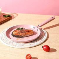 Poêle à crêpes antiadhésive de 6, 8 et 10 pouces, poêles à gaz de forme ronde, poêle à œufs, ustensiles de cuisine rose