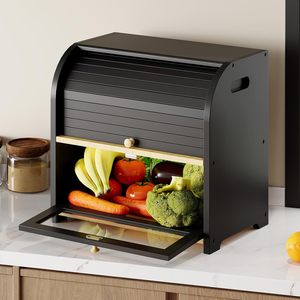 2025 nuovo prodotto controsoffitto grande Breadbox pane con foro di sfiato regolabile porta pane fattoria porta pane con finestra - Product Image 1