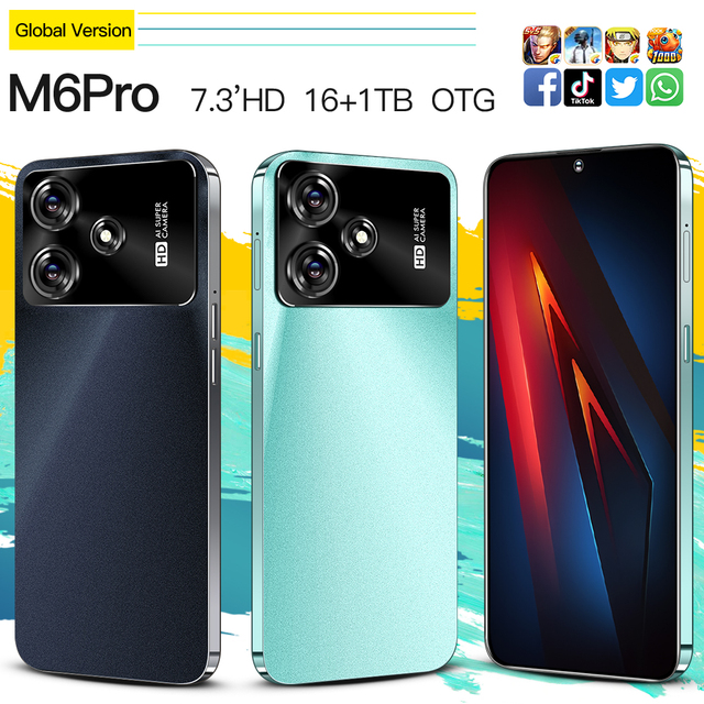 Wholesale  Brand New Original M6 Pro Global Version Ultra-Thin Smartphone 7.3-Inch HD Display 16GB+1TB Dual SIM 5G Android Phone