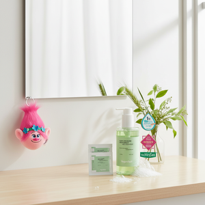 Trolls Edition Veganifect Clean Glow Green <b>Barley</b> Gel Cleanser 205ml Set Good Quality with 4P Toner Pad Trolls Heart Keyring - Product Image 3